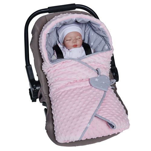 Sevira kids Couverture enveloppante réversible et multi-usage, ETOILES Rose 80x80 cm