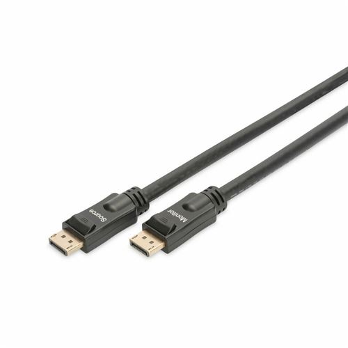 Assmann 340105 – de 200 S DisplayPort câble de Connexion mâle vers mâle DP, M/AMP, M/Interlock, Ultra HD 4 K, DP 1.2, ce, 20 m Noir/Or