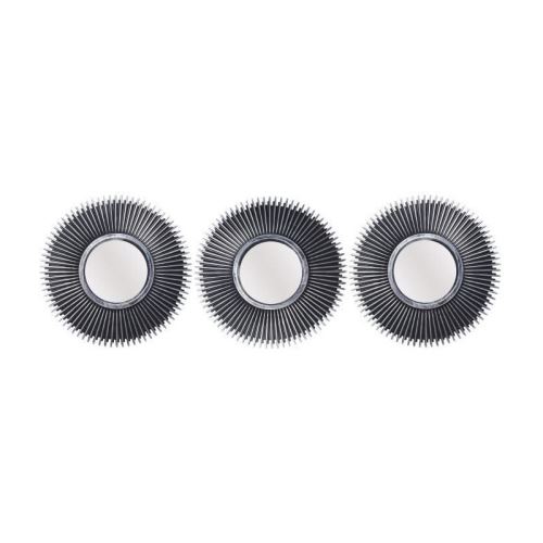 Lot de 3 miroirs ronds abstraits - Ø 25 cm - Noir