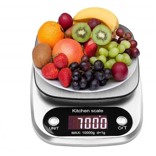 Balance de Cuisine 10kg/1g Electronique Haute Précision Domsique Aliment Grand Écran LCD pour Câteau/Tarte/Biscuit Professionnelle
