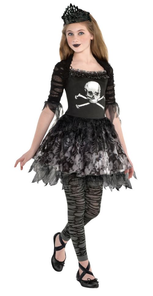 Amscan costumes Prima Zomberinade filles noires 8-10 ans 4-pièces