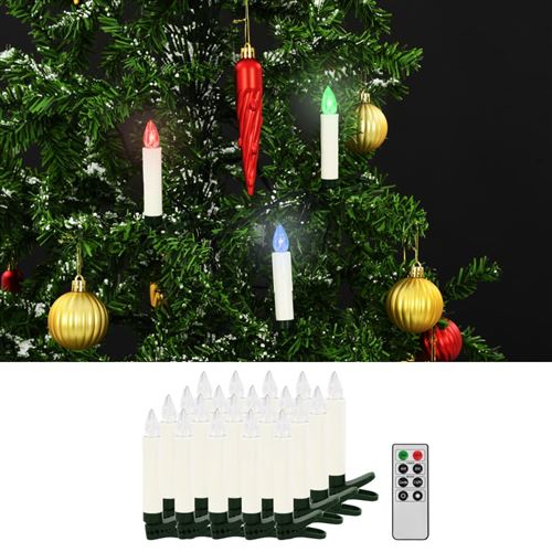 Bougies LED sans fil de No?l avec télécommande 20 pcs RVB