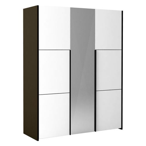 Armoire 3 portes battantes Gris anthracite/Blanc - FLORINE