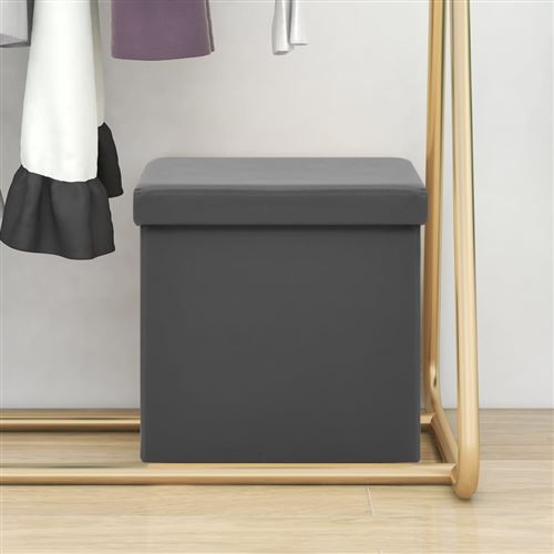 Vidaxl Gris - Tabouret De Rangement Pliable - Image 3