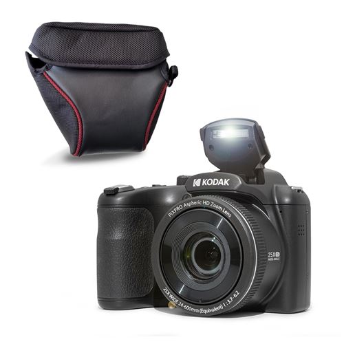 KODAK  Pack Pixpro AZ255 + Etui transport - Appareil Photo Bridge Num&eacute;rique Astro Zoom 16 MP, Zoom Optique 25X, Stabilisateur, Video Full HD 1080p, Grand angle 24 mm, Ecran LCD 3 '',