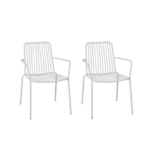 Sweeek Lot de 2 fauteuils en acier empilables blanc