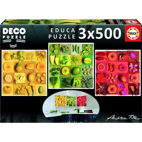 EDUCA - 18454 - 3x500 Exotic fruits + flowers