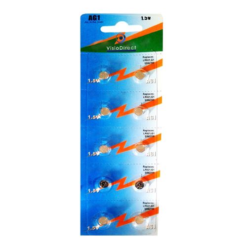 Lot de 10 Piles bouton plates Type AG1/G1 1,5V compatibles LR60 LR621 SR621W 364 - Visiodirect -