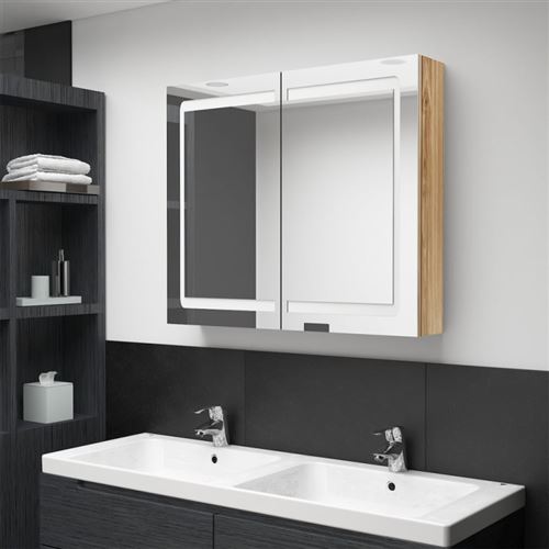 VidaXL Armoire de salle de bain à miroir LED Chêne 80x12x68 cm