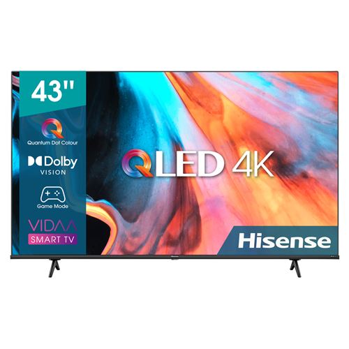 Hisense 43E77HQ Classe de diagonale 43 E77HQ Series TV LCD rétro éclairée par LED QLED Smart TV VIDAA 4K UHD (2160p) 3840 x 2160 HDR LED à éclairage direct, Quantum Dot noir
