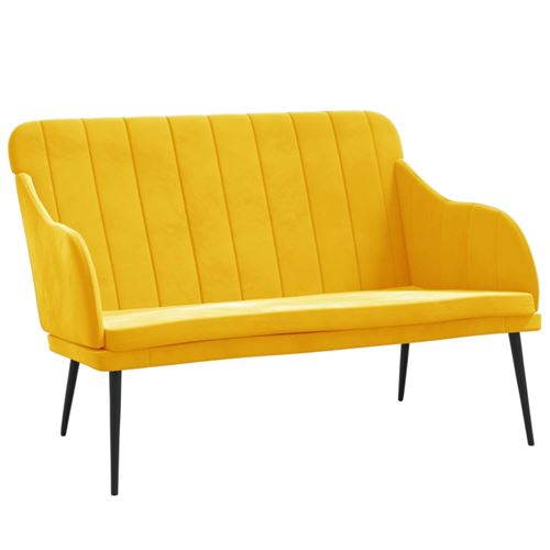 Vidaxl Jaune Banc 110X76x80 Cm Velours - Image 3