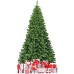 Giantex Sapin de Noël 225CM, Aiguilles en PVC avec 1346 Branches Pied Métallique, Vert