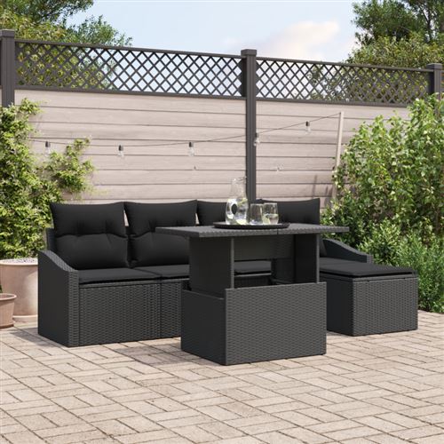 Vidaxl - Set Divano Da Giardino Con Cuscino Con Archiviazione 6 Pcs Nero
