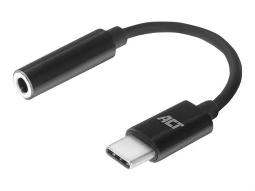 Act Noir - Usb-C Vers Adaptateur De Prise Casque - Mini-Phone Stereo 3.5 Mm Femelle Pour Usb-C Mâle - 11 Cm - Image 3