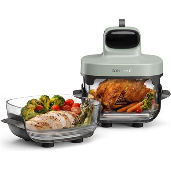 Friteuse à air portable 5 en 1 Dreame Tasti - 2 récipients (2,5 L + 4,5 L), verre borosilicate 6 mm, circulation d'air chaud 3D, compatible lave-vaisselle, vue à 360°, design amovible - 1