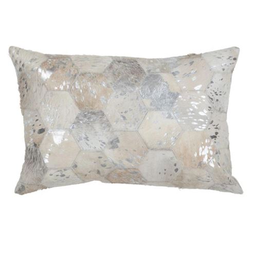 Non Communiqué Gris Coussin Déco En Cuir Spark 40X60cm Argent