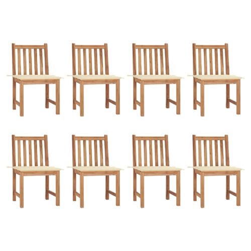 Non Communiqué Bois De Teck Chaises De Jardin Lot De 8 Avec Coussins Massif
