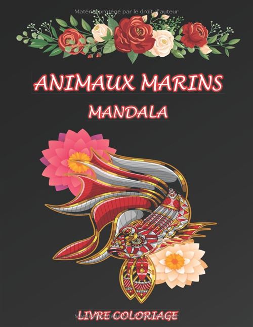 Livre de coloriage Mandala Animaux marins – 50 dessins anti-stress pour adultes, détente et créativité (21,6 x 27,9 cm)