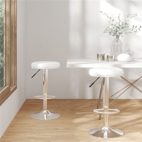 Vidaxl Blanc Tabourets De Bar Lot De 2 Similicuir333097 - Image 3