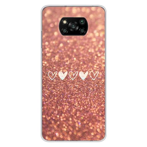 Coque en silicone imprimée compatible Xiaomi Poco X3 Poco X3 Pro Paillettes coeur