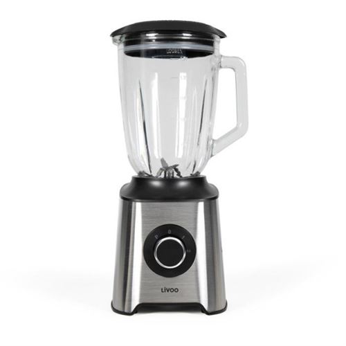 Livoo Argent Blender Dop249 600 W 1,5 L Verre 2 Vitesses + Pulse 20 000 Tours/Min Lames Inox Doubles Croisées /Noir - Neuf - Image 2