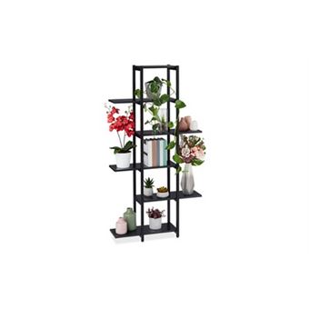 Relaxdays Étagère à Plantes Gris Bois Sapin 70x89x27cm - Support Fleurs 6 Niveaux Pour Salon Et Cuisine