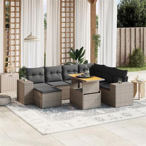 Non Communiqué Gris Vidaxl Salon De Jardin Avec Coussins 8 Pcs, Canapés De Terrasse, Ensemble De Meubles De Patio, Mobilier D'extérieur, 3272754