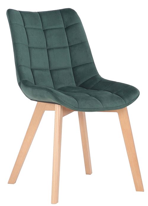 Chaise de salle à manger Passaic en velours avec pieds en Bois de hêtre , Vert