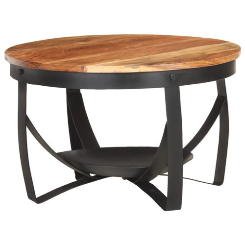 Non Communiqué Brun Table Basse Ø68x43 Cm Bois D Acacia Solide