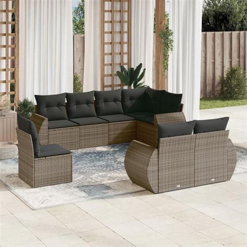 Non Communiqué Gris Vidaxl Salon De Jardin Avec Coussins 8 Pcs, Canapés De Terrasse, Ensemble De Meubles De Patio, Mobilier D'extérieur, 3253977