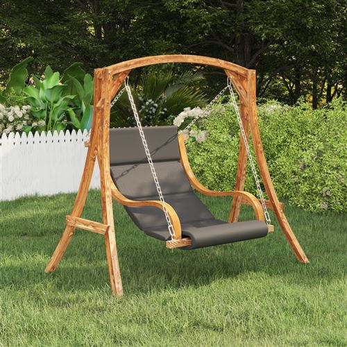 Vidaxl balancelle avec coussin bois courb&eacute; massif avec finition teck