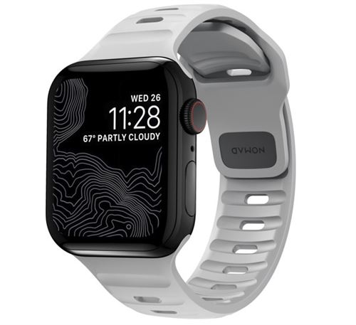 Nomad Sport Band - Bracelet de montre pour montre intelligente - 150 - 200 mm - gris lunaire - pour Apple Watch Hermès Series 7, Hermès Series 9, Nike Series 7, Series 10, Series 8, Series 9