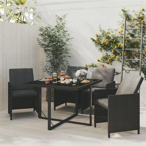 Non Communiqué Noir Vidaxl Mobilier À Dîner De Jardin Et Coussins 5 Pcs Mobilier De Salle À Manger Table Et Chaises De Repas Terrasse Patio 3095504