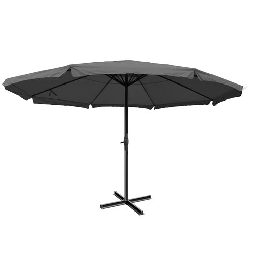 Parasol Meran Pro avec volants 5m polyester et alu 28 kg anthracite sans socle