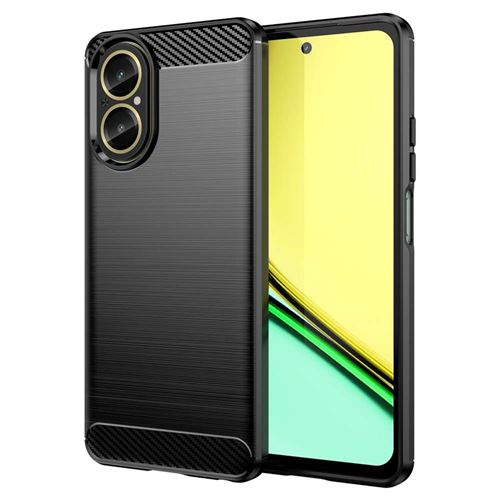 Coque pour Realme C67 4G - housse etui silicone gel carbone + verre trempe - NOIR - htdmobiles