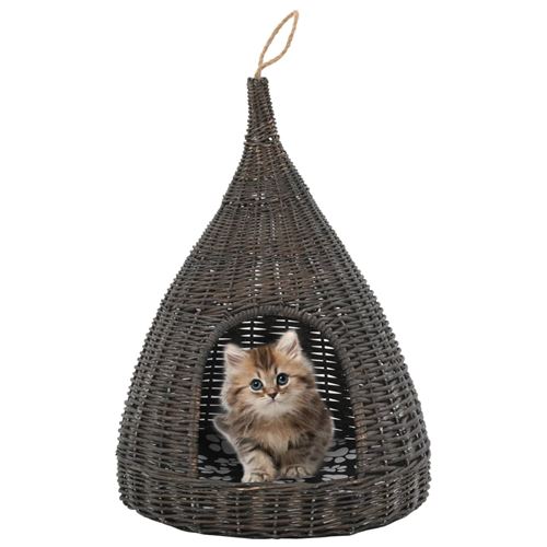 Panier pour chats avec coussin Gris 40x60 cm Saule naturel Vidaxl Gris