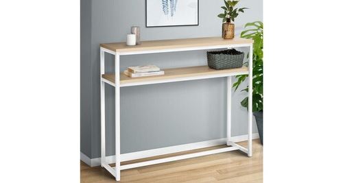 Id Market Blanc Console Double Detroit Design Industriel Bois Et Métal - Image 2