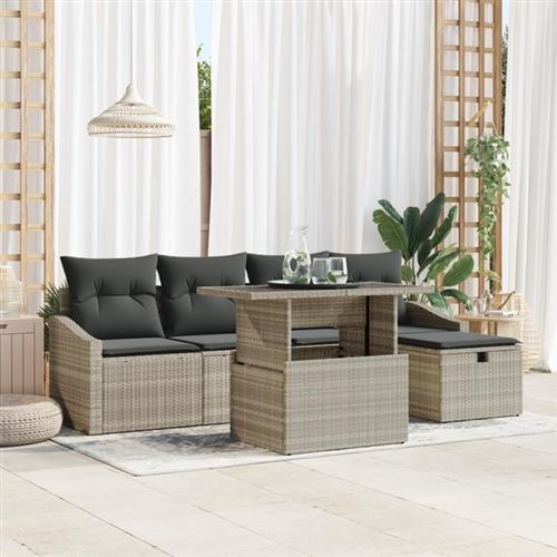 Vidaxl Ensemble De Canapé De Jardin 6 Pc Polyrotin - Image 2