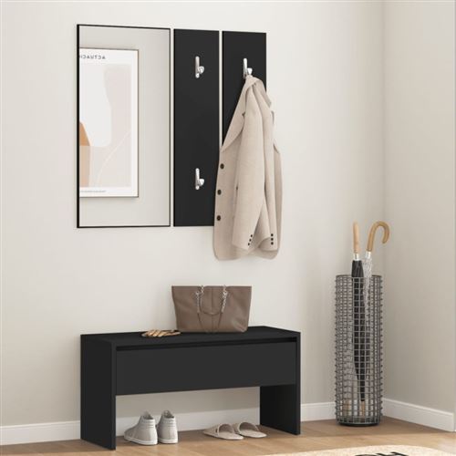 Ensemble de meubles de couloir noir bois d ingénierie