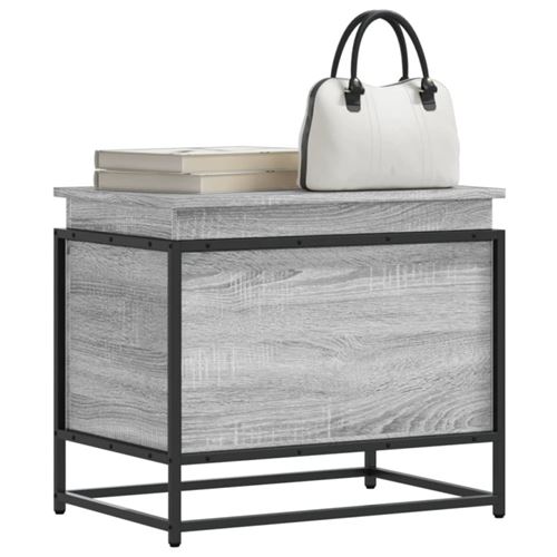 Vidaxl Gris Boîte De Rangement Avec Couvercle Sonoma Bois D'ingénierie - Image 3