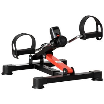 Mini vélo d'appartement mini bike résistance hauteur longueur réglable écran LCD multifonction rouge noir - 1