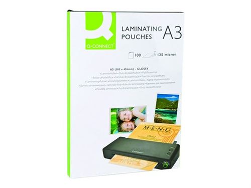 Q-CONNECT - Brillant - 125 microns - pack de 100 - clair - 303 x 426 mm pochettes plastifiées