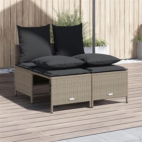 Vidaxl Gris/Clair Salon De Jardin 4 Pcs - Image 2