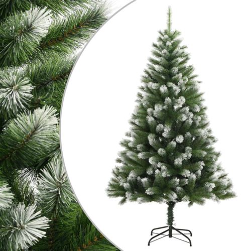 vidaXL Sapin de Noël artificiel à charnières avec neige floquée PVC 210 cm