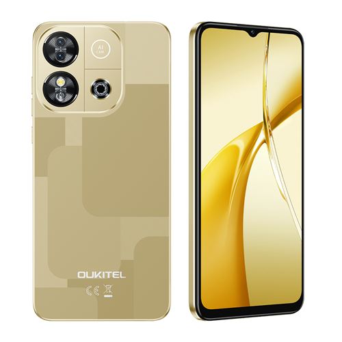 Smartphone Oukitel C57S Or : 6.52 , 2Go+64 Go + 128Go, 4300mAh, Android 14, Dual SIM 4G,Téléphone Portable-215g