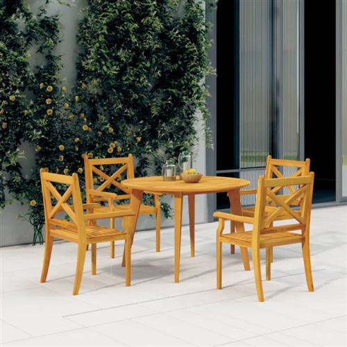 Table de jardin Ø110x75 cm Bois d acacia solide