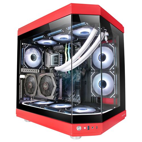 Mars Gaming MC-3T, Caja Gaming Custom ATX, Triple Ventana Cristal Templado Continuo, Soporte Refrigeración Líquida Completo, Cámara Dual Lateral, 3x Slots PCI Verticales, USB-C y USB 3.0, Caja PC