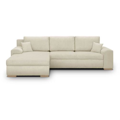 Non Communiqué Beige Canapé D Angle Con Ible 5 Places Indian Tissu Velours Côtelé Coffre De Rangement 28