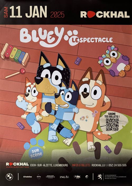 Acheter Affiche - Bluey Le Spectacle - Luxembourg 2025 - 60x84cm État correct - 17,99 € Affiche - Bluey Le Spectacle - Luxembourg 2025 - 60x84cm État correct - N/A reconditionné disponible sur Fnac