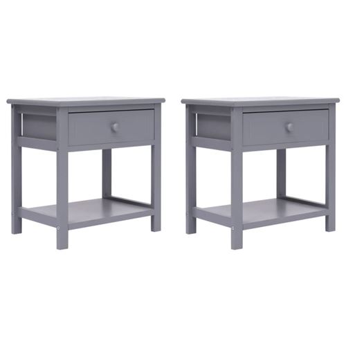 vidaXL Tables de chevet 2 pcs Gris 40x29x42 cm Bois de Paulownia